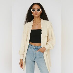 Vintage Career Franklin Mohair Blend Longline XL Pearl Beaded Lace Sweater Coat